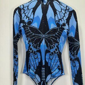 Blue Butterfly Long-Sleeve Bodysuit